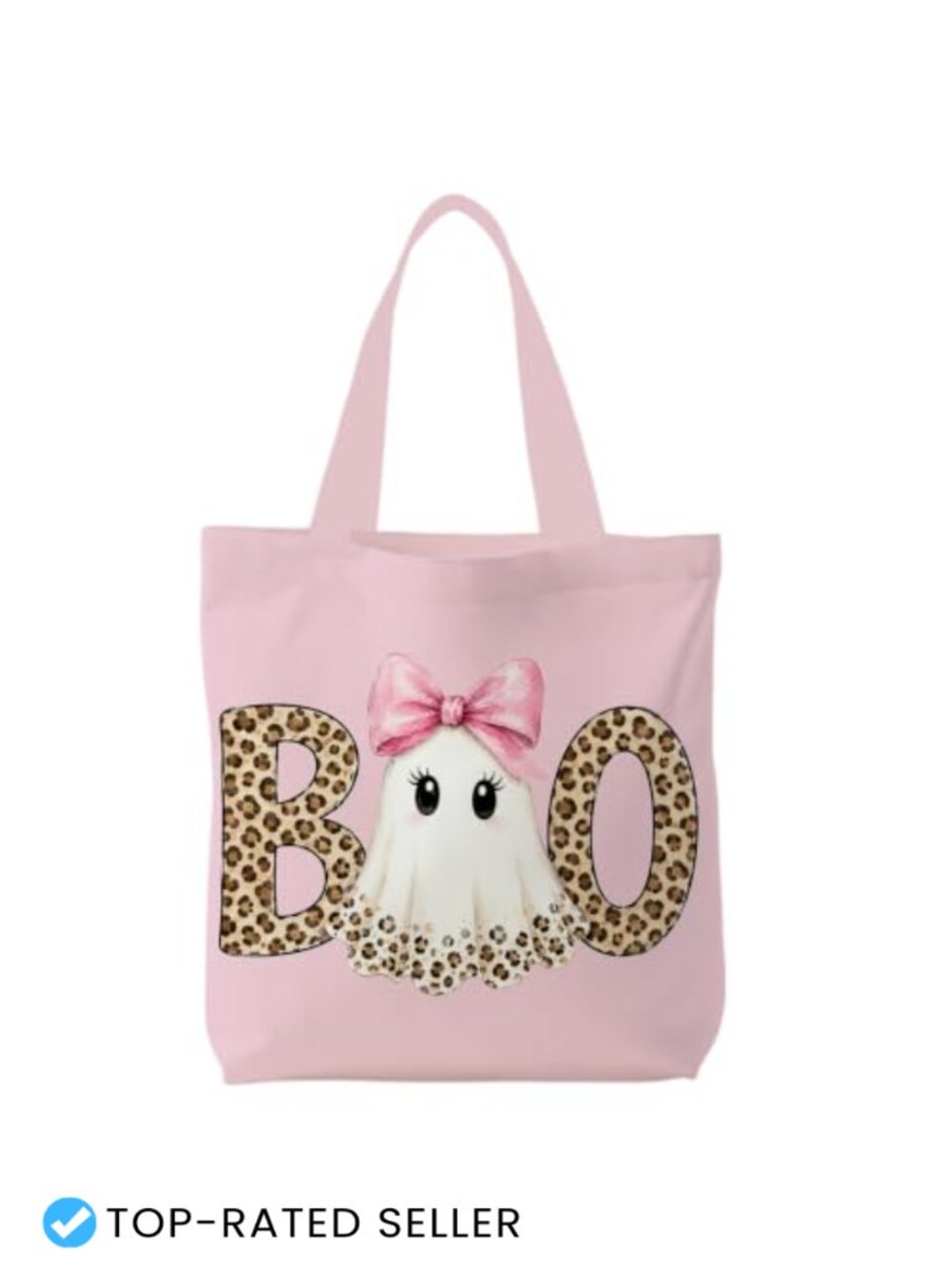 Preppy Pink Leopard Ghost Print Tote Bag for Candy Gifts